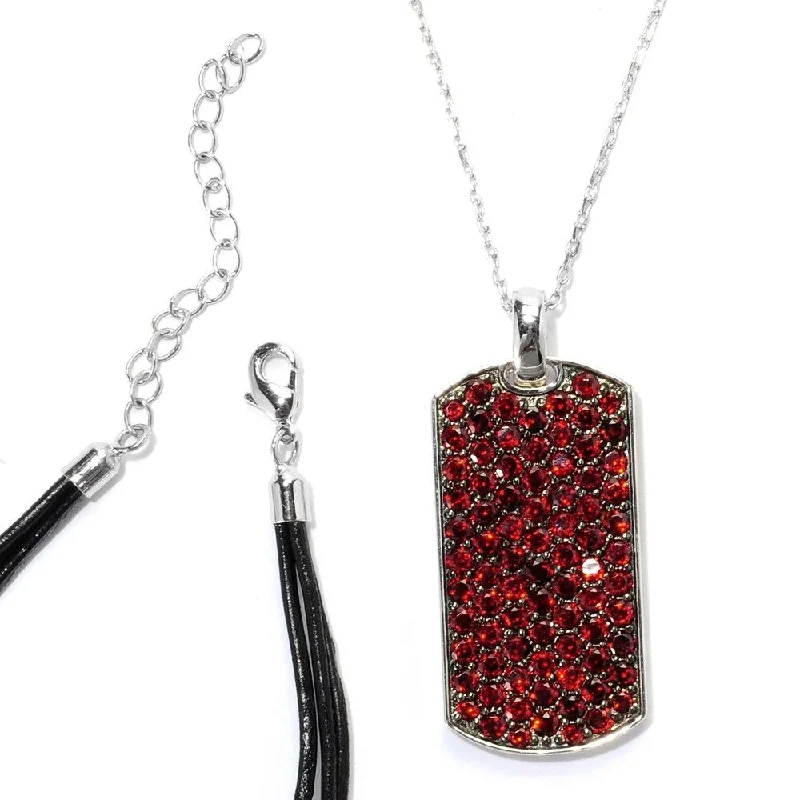 Pure crystal necklaces-Sterling Silver Pave Red Garnet Necklace with Chain and Cord