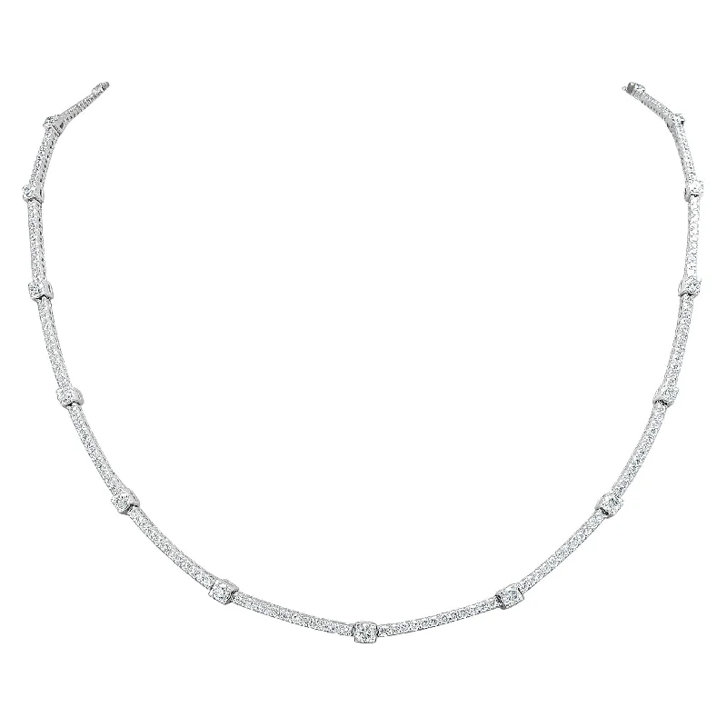 Lily flower necklaces-Joelle Diamond Station Necklace 18k White Gold 17-inch Inches 4 ct TDW