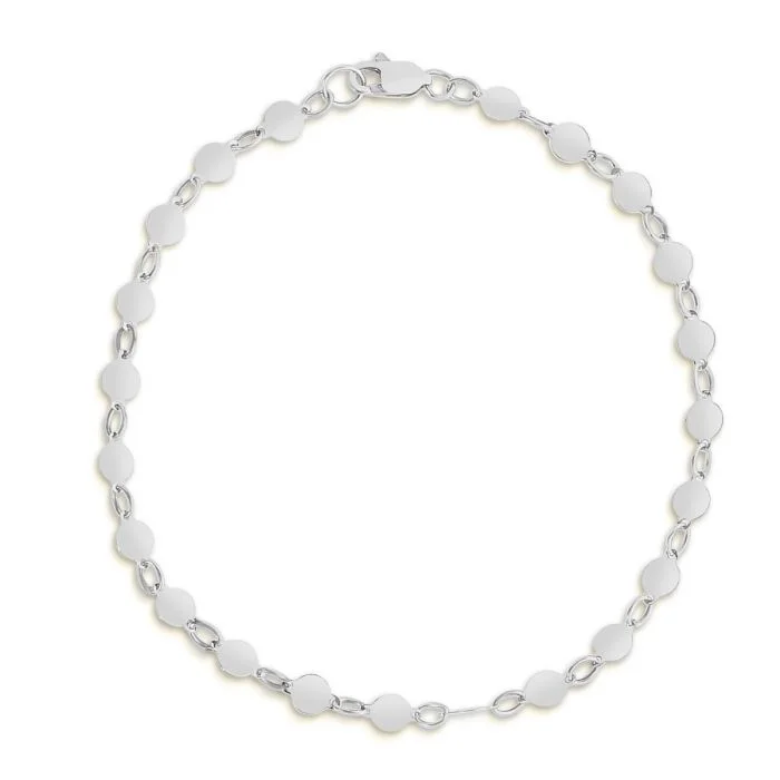 Lustrous silver bangles-White Gold Mirror Chain Bracelet