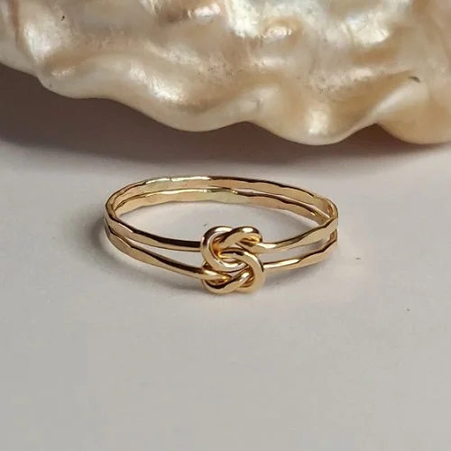 Faith charm engagement rings-Love Knot Ring - 14K Gold-fill