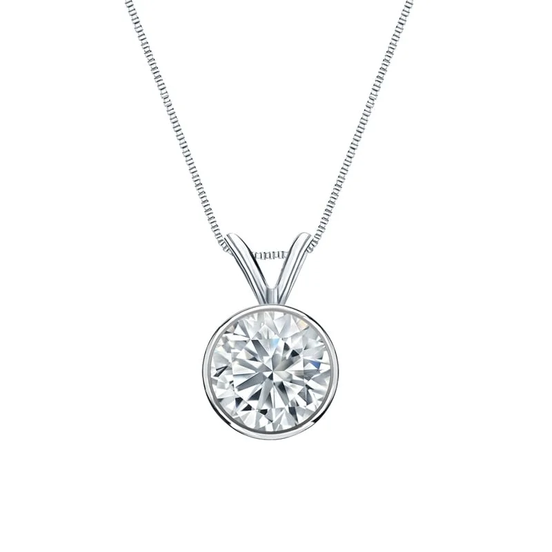 Shiny gold necklaces-Auriya 14-karat Gold 1.25ctw Round Solitaire Lab Grown Diamond Necklace Bezel (H-I VS) - 1.25