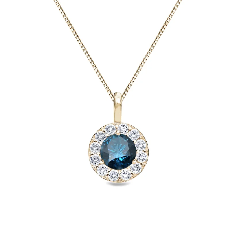 Alloy metal necklaces-Auriya 2/5ctw Round Blue Diamond Halo Necklace 14k Gold (I1-I2)