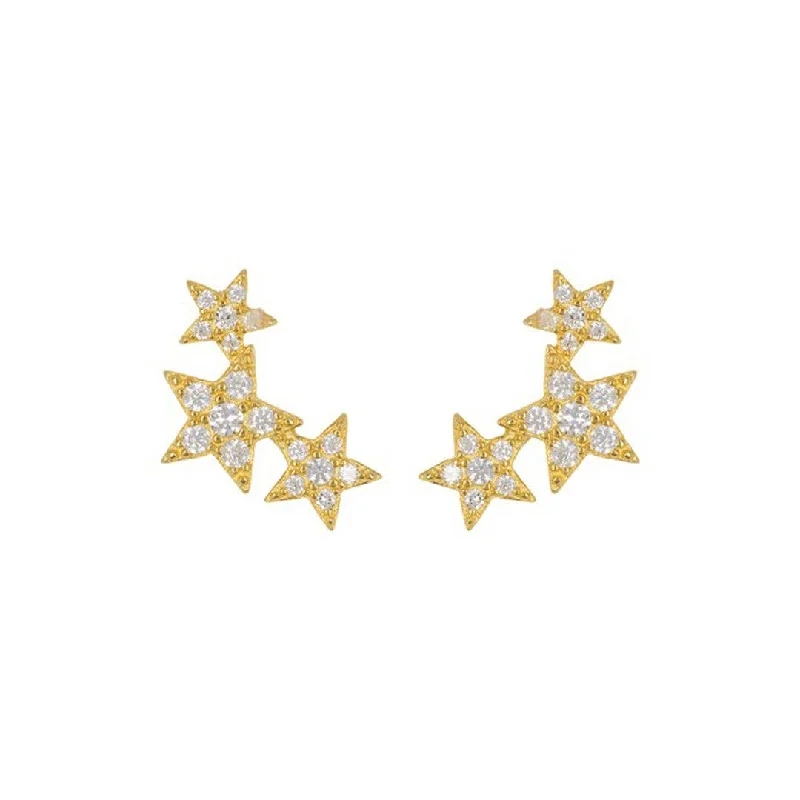 Wave design earrings-Gold Shooting Star Stud Earrings