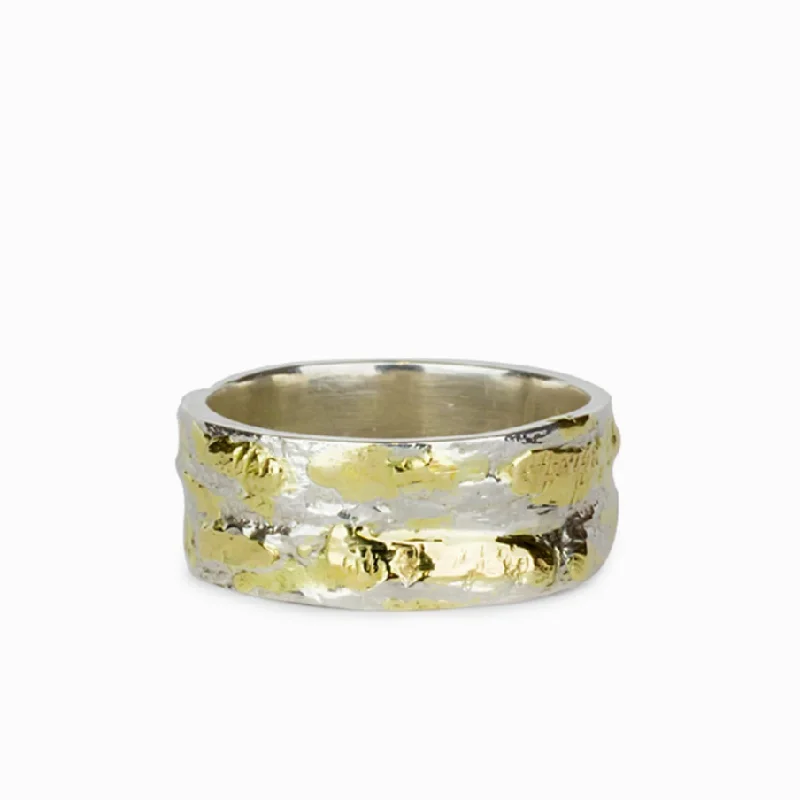 Textured 18k Gold & Sterling Silver Ring