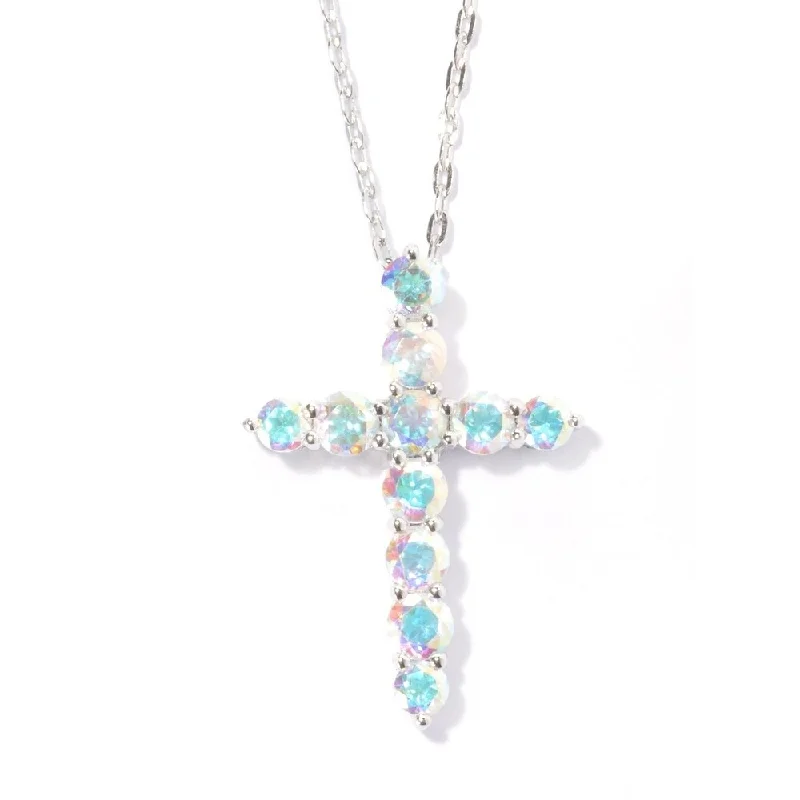 Baroque pearl necklaces-Stering Silver Opal Topaz Cross Necklace