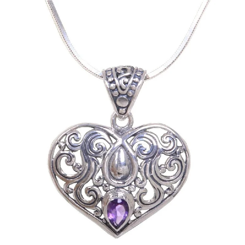 Stamped monogram necklaces-Sterling Silver 'Tears from the Heart' Amethyst Necklace