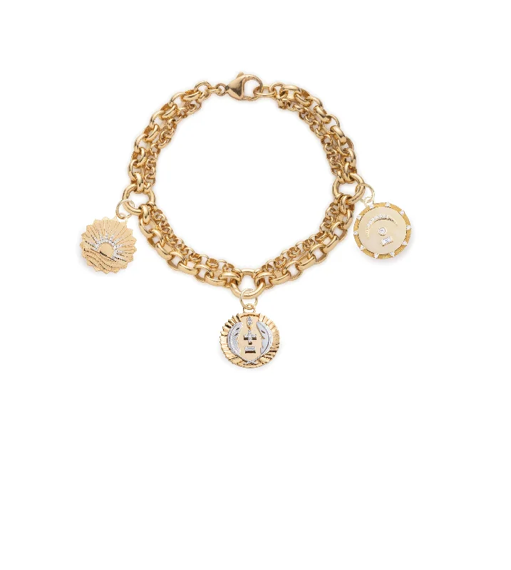 Full moon bangles-Vivacity, New Beginnings & Pause Festoon Chain Bracelet : in Yellow Gold