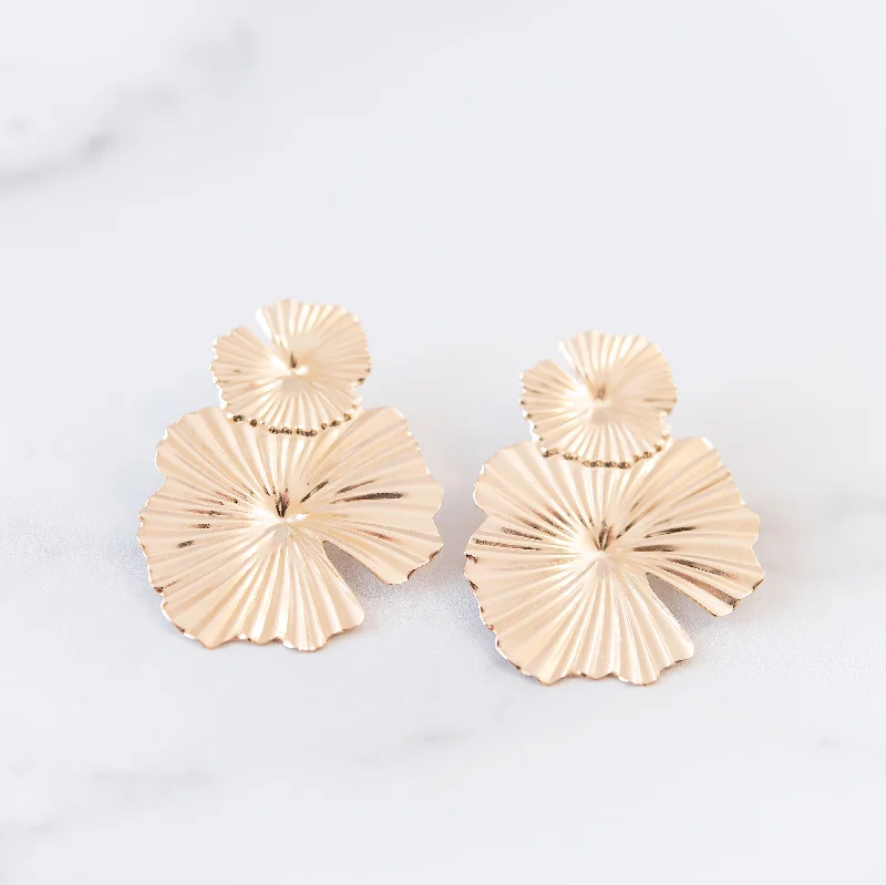 Glossy silver earrings-Classic Gold Art Deco Earrings