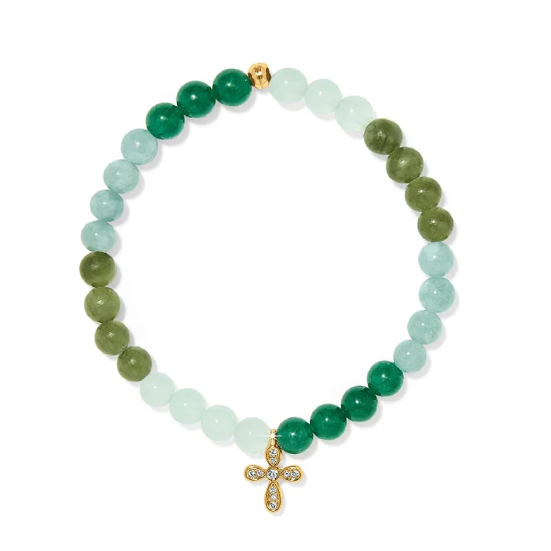 Agate bead bangles-Enchanting Cross Stretch Bracelet