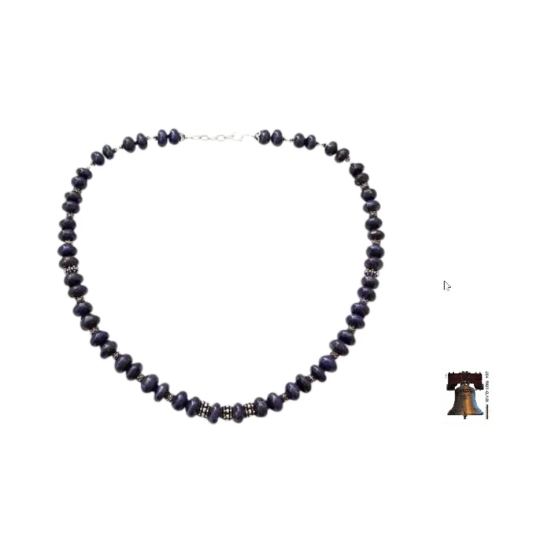 Haze glass necklaces-Lapis Lazuli Strand Necklace, 'Mystic' (India)