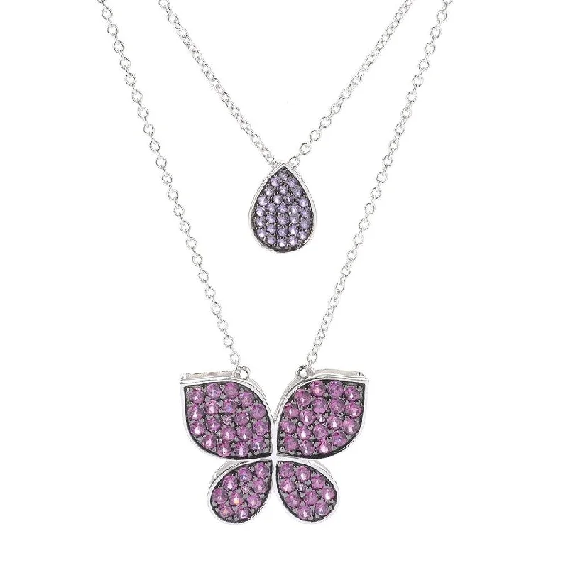 Stamped monogram necklaces-Sterling Silver 18' Gemstone 'Butterfly Kisses' Necklace