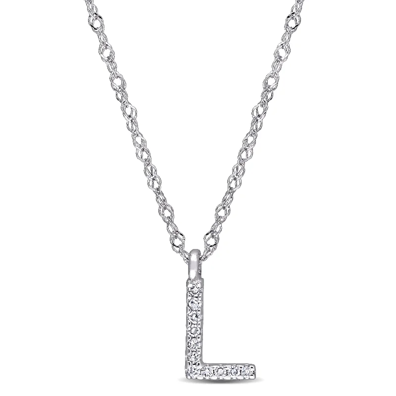 Pure crystal necklaces-Miadora 14k White Gold Diamond Accent L Initial Necklace