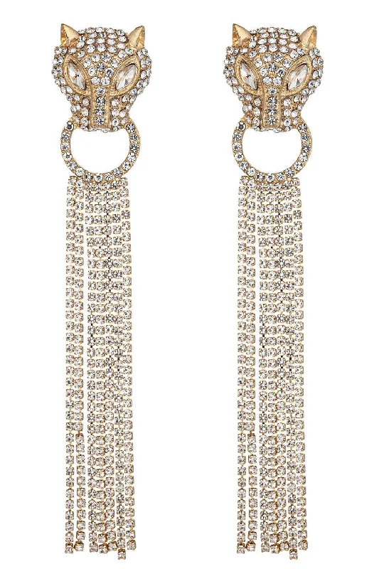 Spinel earrings-Eye Candy Los Angeles - Jaguar Fringe Drop Earrings