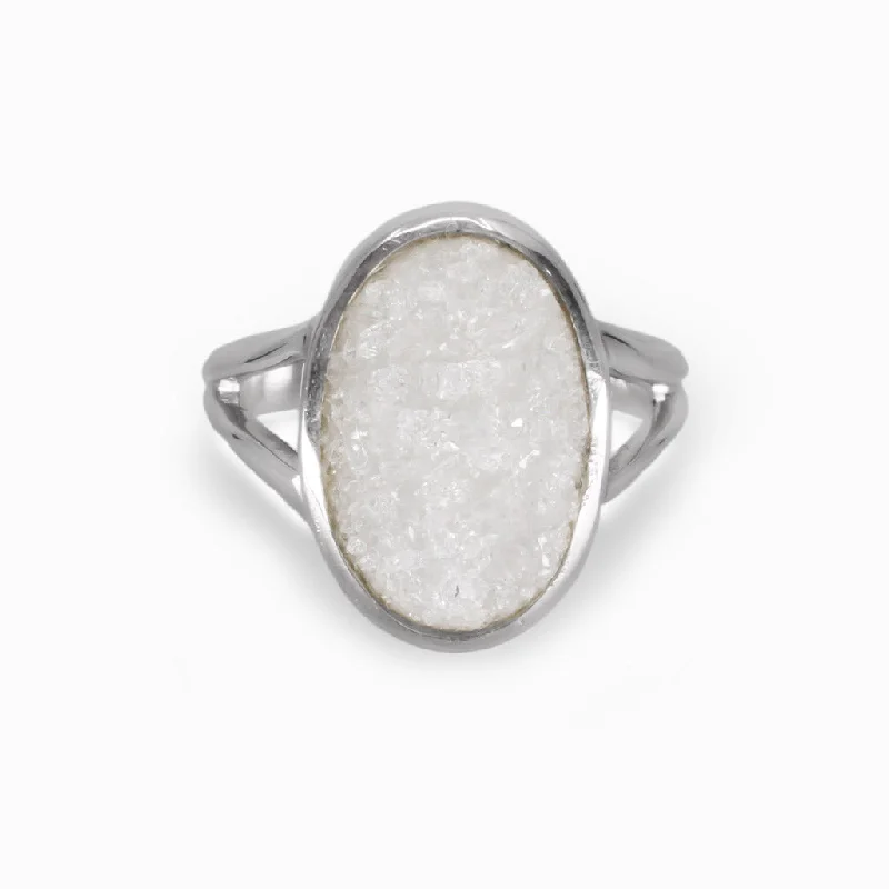 Clear Quartz Druzy Ring