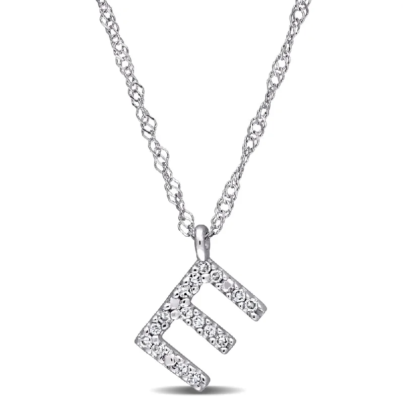 Topaz necklaces-Miadora 14k White Gold Diamond Accent E Initial Necklace