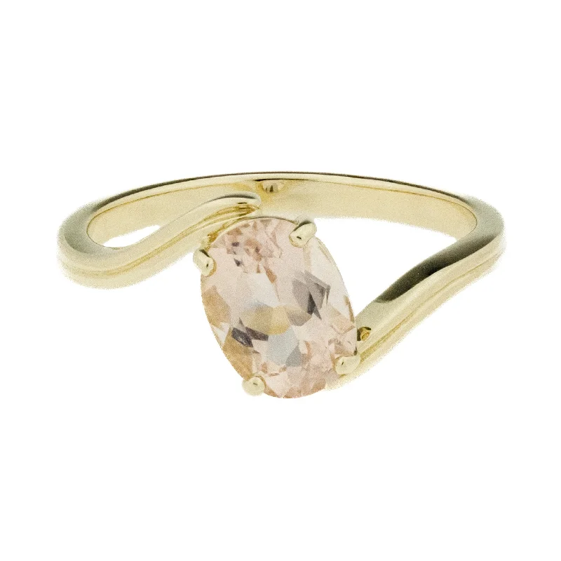 Full moon engagement rings-2.22ctw Oval Morganite Solitaire Ring in 14K Yellow Gold - Size 7