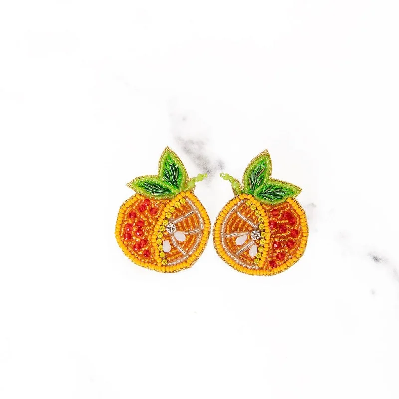 Surf motif earrings-Tangerine Beaded Earrings