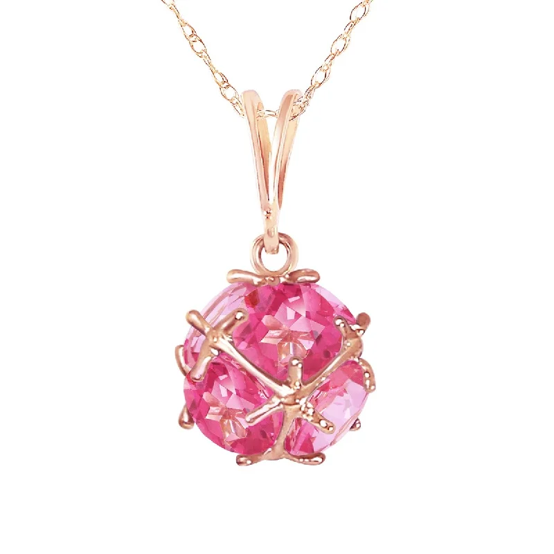 Haze glass necklaces-3.70 Carat 14K Solid Gold Pink Topaz Necklace Gemstone Limited Edition