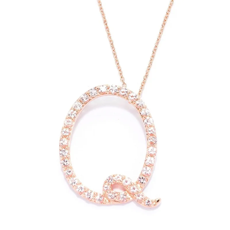 Crystal-twisted necklaces-18k Rose Gold over Sterling Silver Round Morganite Initial Q Necklace