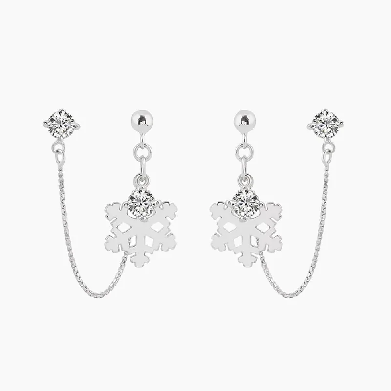 Wave design earrings-925 Sterling Silver Snowflake Earrings