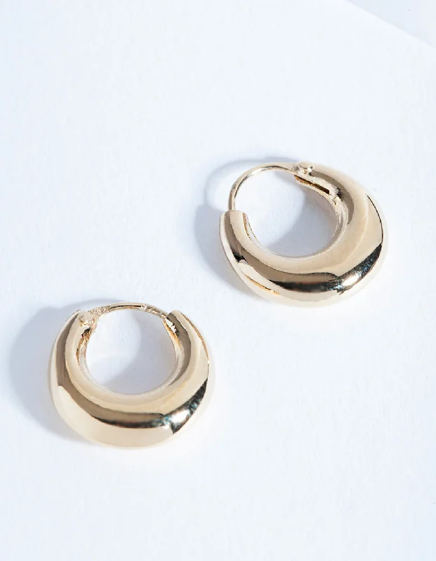 Pure stud earrings-Gold Plated Sterling Silver Thick Huggie Earrings