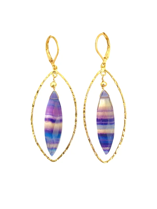 Polished bead earrings-Marquis Fluorite Earrings