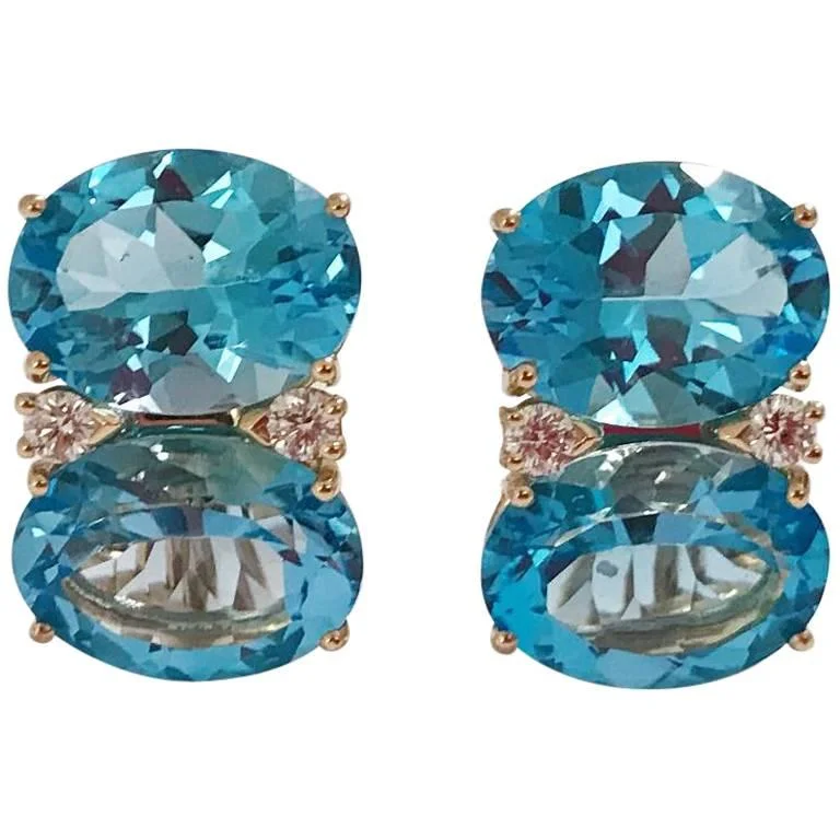 Onyx gem earrings-Grande GUM DROP™ earrings With Blue Topaz and Diamonds