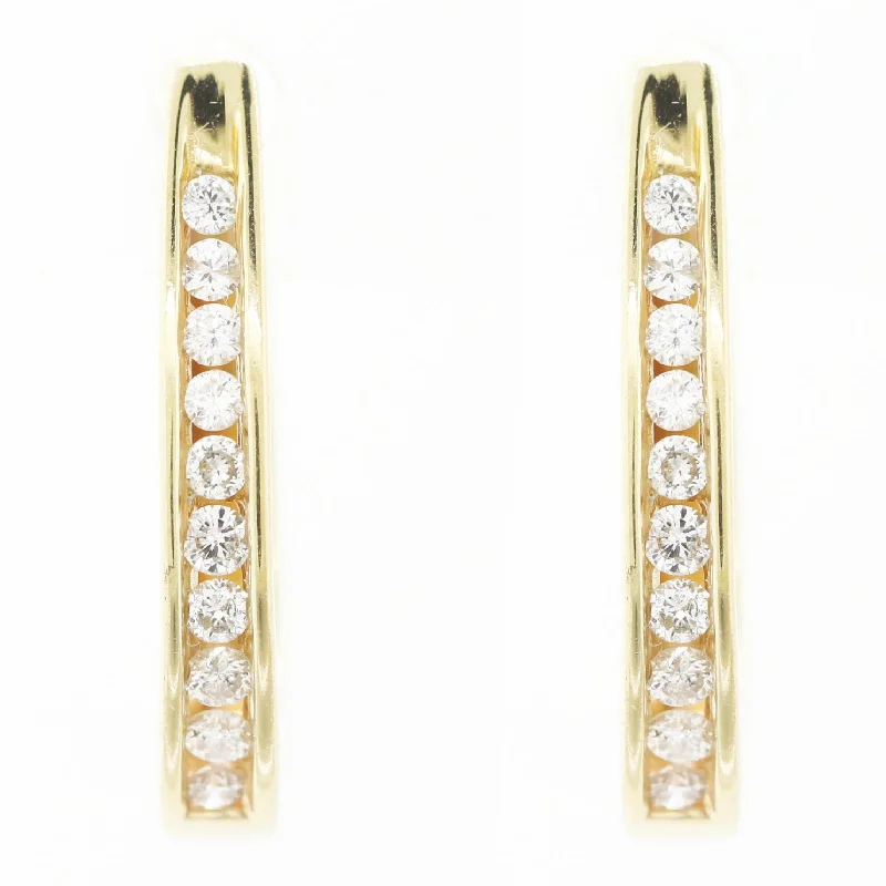 Lily motif earrings-IN & OUT HOOP 18k Yellow Gold 0.50ctw Diamond Earrings