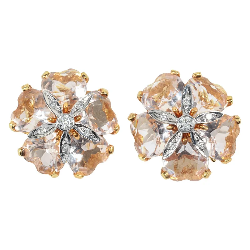 Victorian style earrings-Kunzite Yellow Gold Sand Dollar Earrings