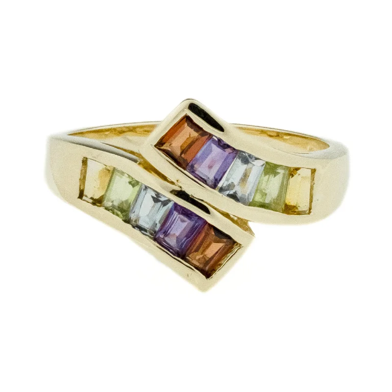 Chunky stone engagement rings-Multi Gemstone Ring in 14K Yellow Gold - Size 6