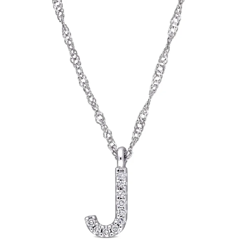 Cedar wood necklaces-Miadora 14k White Gold Diamond Accent J Initial Necklace