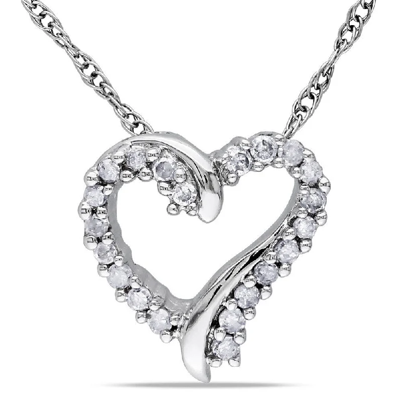 Layered link necklaces-Miadora 10k White Gold Diamond Heart Necklace