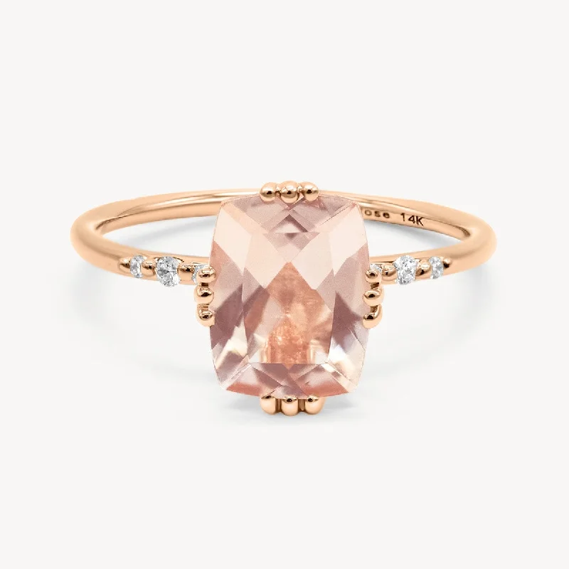 Starry Cushion Morganite Ring