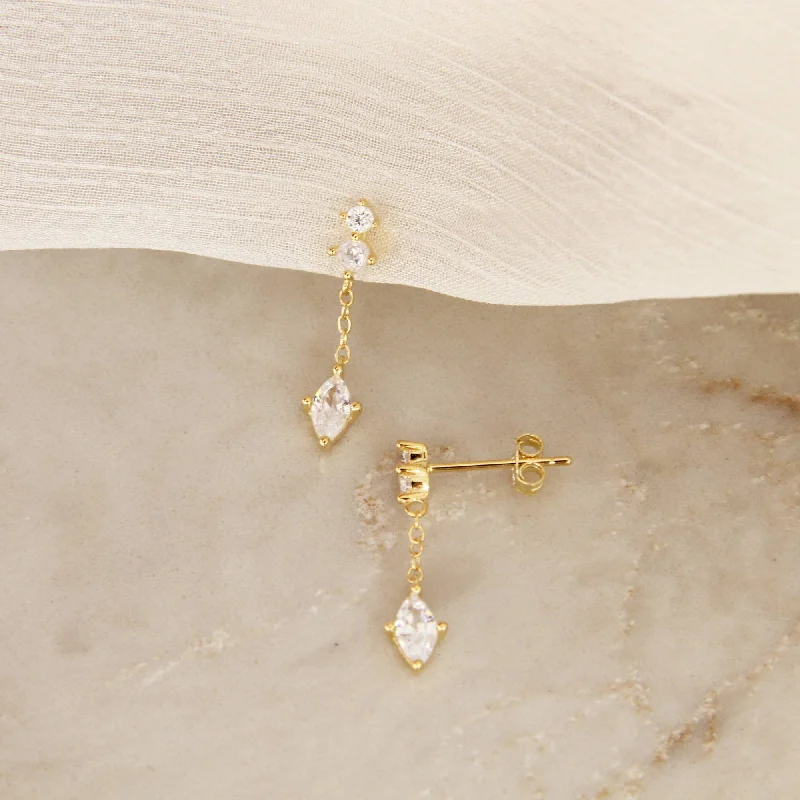 Tiny wing earrings-Mae CZ Dangle Drop Gold Filled Earrings