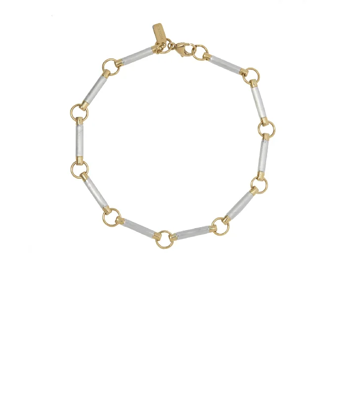 Baroque pearl bangles-Mixed Gold Element Chain Bracelet