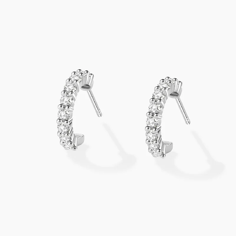 Thick tier earrings-Classic Moissanite Huggie Hoop Earrings