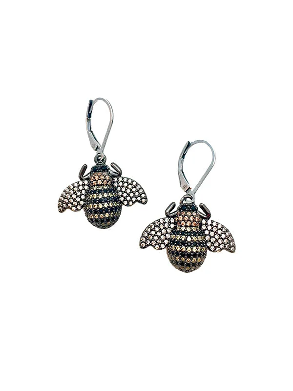 Textured disc earrings-Bzzzzz Bee Earrings