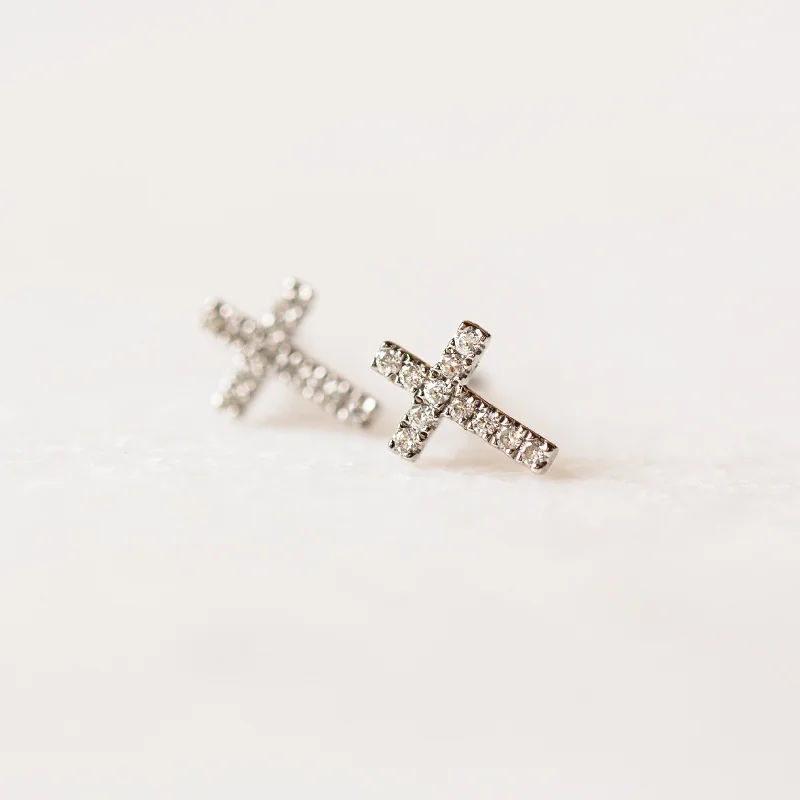 Oval dangle earrings-Diamond Cross Earrings | 14-Karat