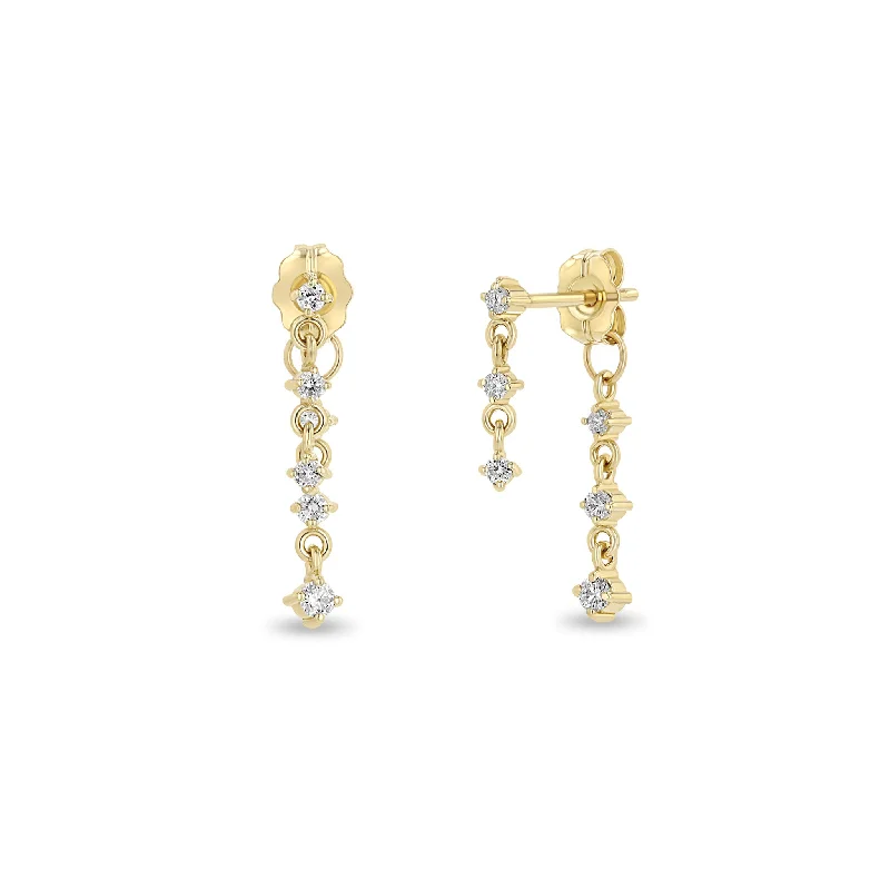 Spinel earrings-14k Mixed Prong Diamond Double Drop Earrings