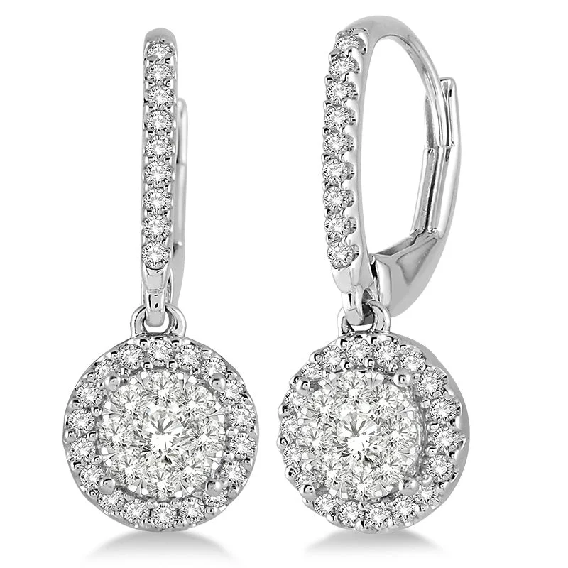 Tide drop earrings-Diamond Halo Cluster Earrings