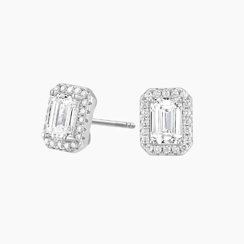 Topaz stud earrings-Square Cut Cubic Zirconia CZ Earrings