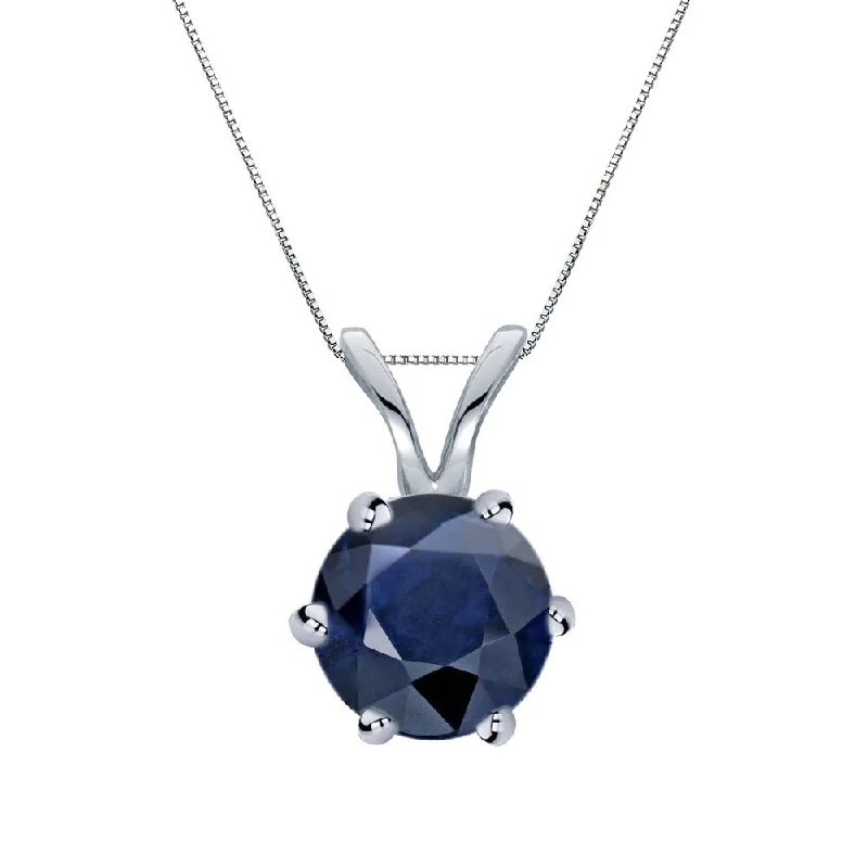 Coiled cord necklaces-Auriya 14k Gold Blue Sapphire Solitaire Necklace 1ctw 6-Prong