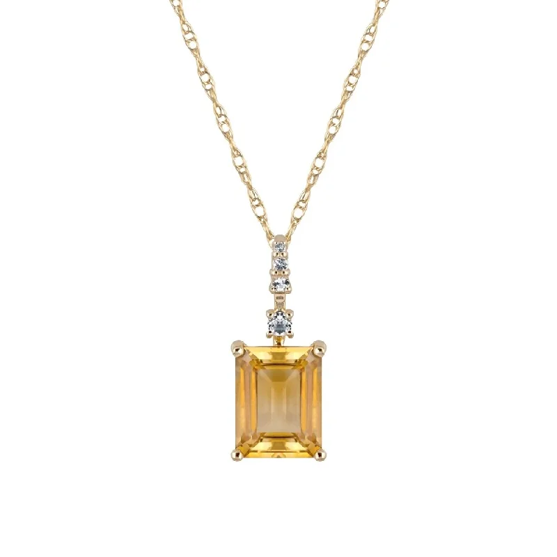 Smooth pendant necklaces-Viducci 10k Yellow Gold Genuine Emerald-Cut Citrine Pendant Necklace