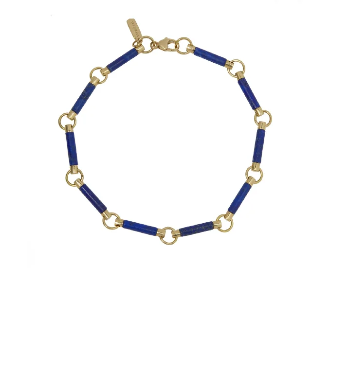 Layered chain bangles-Lapis Stone Chain Bracelet