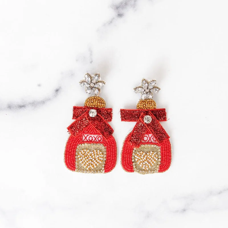 Bold cross earrings-XOXO Red Bottle Earrings