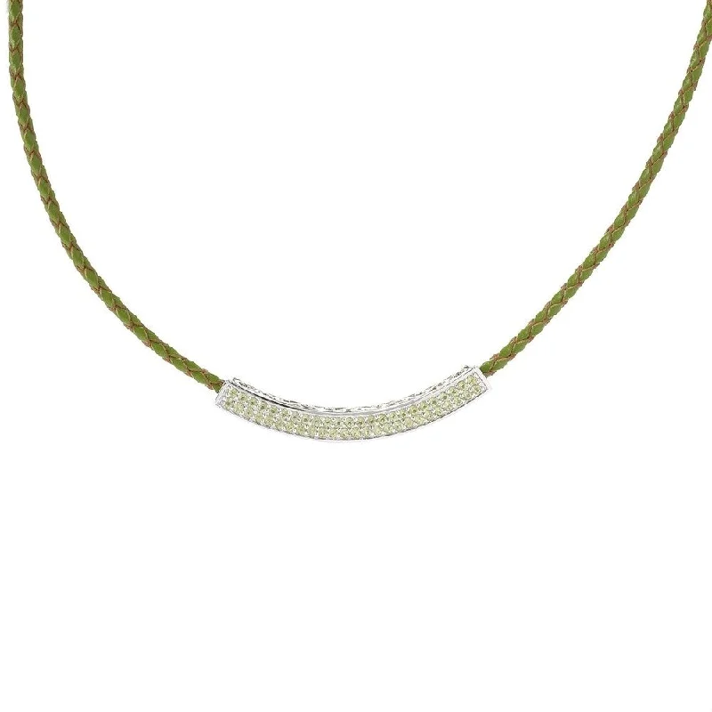 Woven tribal necklaces-Sterling Silver 1.96ctw Peridot Necklace 18'L - Green