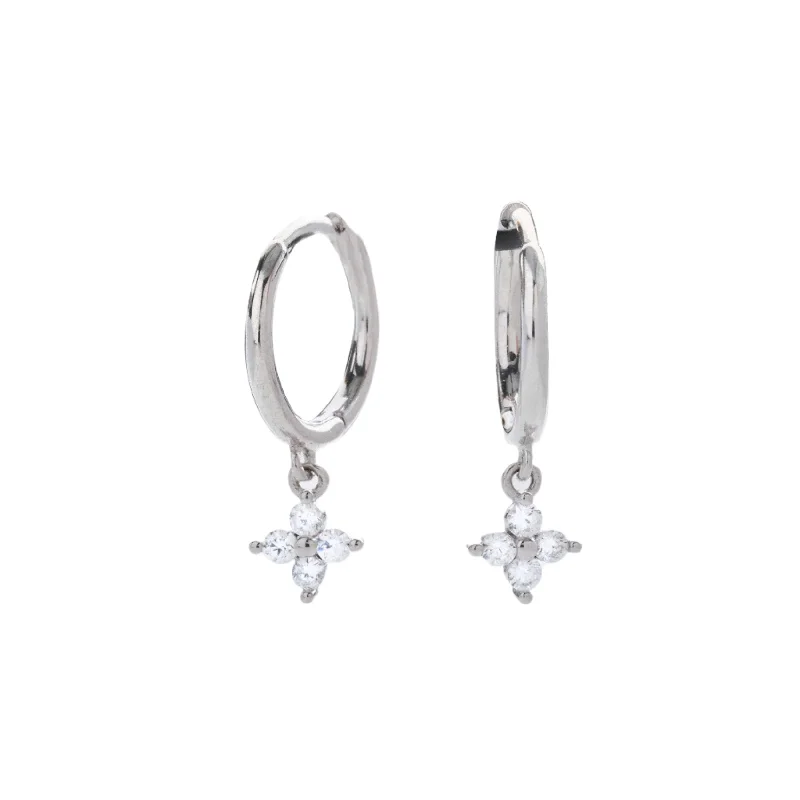 Alloy metal earrings-Margot Charming Crystal Huggies- Sterling Silver