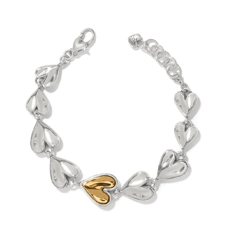 Wide gold bangles-Cascade Heart Bracelet