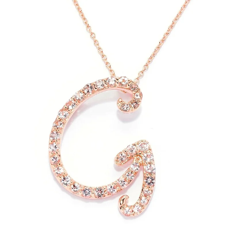 Whimsical bead necklaces-18k Rose Gold over Sterling Silver Round Morganite Initial G Necklace