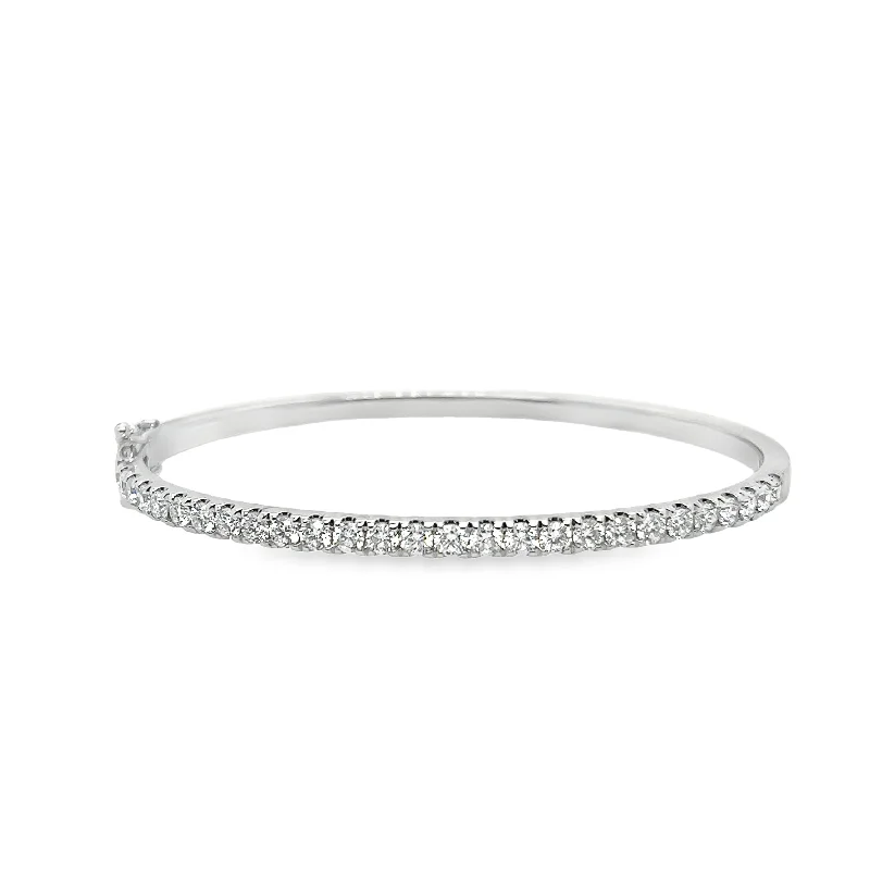 Swirl shape bangles-14K White Gold Diamond Bangle Bracelet - 2.06ctw